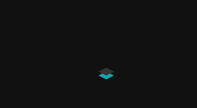 Minimalist isometric square loading animation on dark animation background
