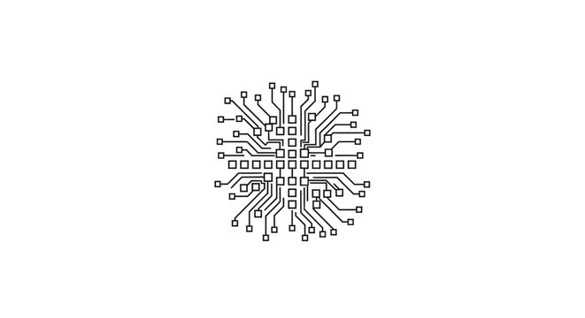 Central processor unit circuit board icon on white background