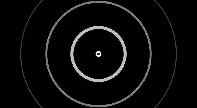Minimalist concentric circles pulsing animation on black animation