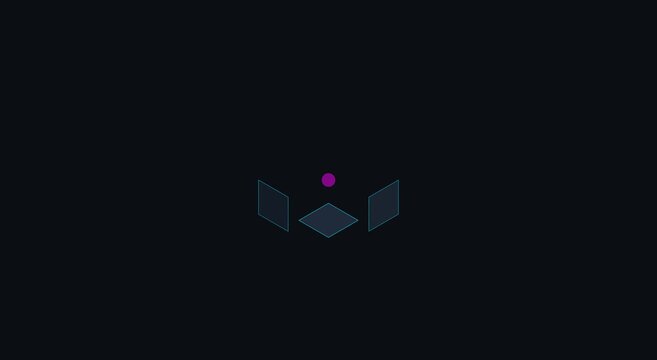Minimalist geometric cube animation with floating purple sphere animation