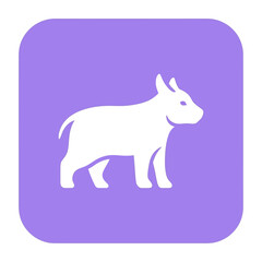 Fototapeta premium White Pig Silhouette on Purple Square Background Icon.