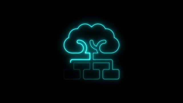 Neon cloud computing network animation for digital technology concepts