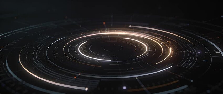 Futuristic circle interface digital ring technology abstract data orbit minimal sci fi background glowing hud design smooth cyber circle modern tech pattern dark space grid cinematic light minimal
