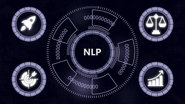 Nlp natural language processing concept with digital hud interface