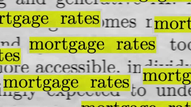 Mortgage Rates Highlighted Repeatedly in Newspaper Article Housing Market Finance News Concept
