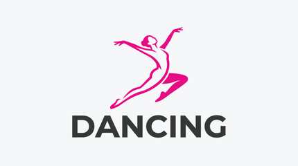 Obraz premium Dynamic Dancer Silhouette in Motion with Word Dancing.