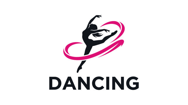 Elegant Silhouette of a Dancer in Motion with a Heart Shape.