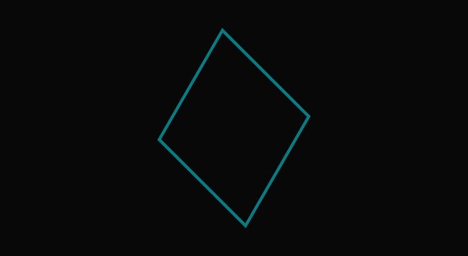 Minimalist neon diamond shape pulsing animation on black animation
