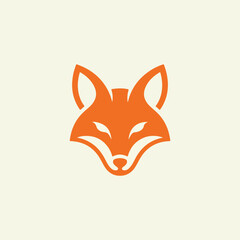 Obraz premium Minimalist geometric orange fox head logo icon.