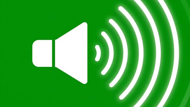 White Speaker Icon on Green Background, Sound Symbol