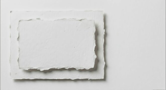 White Minimalist Handmade Paper Mockup with Deckle Edge &ndash; Textured Stationery Background for Branding and Wedding Invitations.
