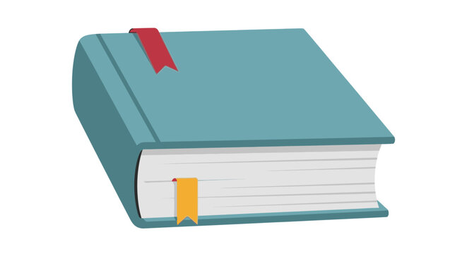 Closed Blue Book with Two Ribbons Bookmark.