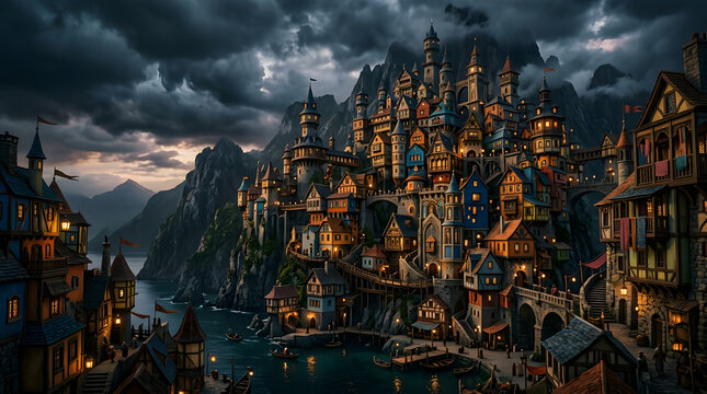 A fantasy city made of tall