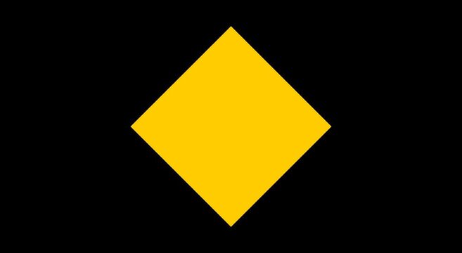Minimalist yellow diamond shape pulsing animation on black animation