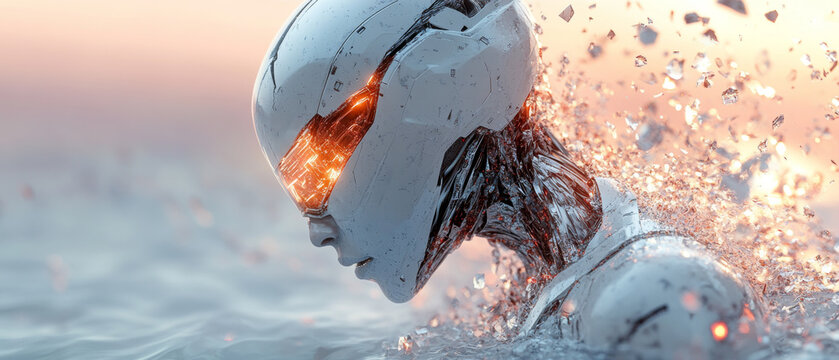 Robot breaking through water