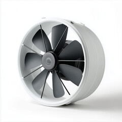 Fototapeta premium White industrial ventilation fan with gray blades isolated on white background