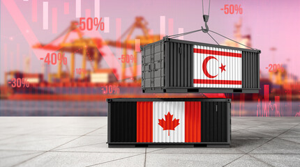Trade Containers with Flags: A striking visual representation of global trade and economic concepts, showcasing cargo containers emblazoned with flags.  © bao