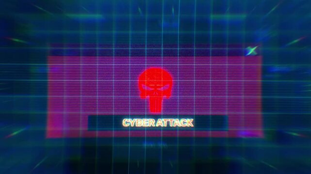 CYBER ATTACK Alert Terms on Satelite Map Background