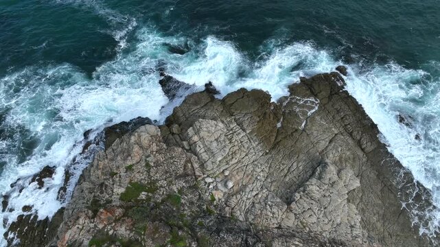 Top down view of the seaside cliffs in Hermanus in South Africa.