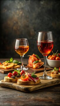 A realistic photo of Social food during an italian aperitivo First comes the picture than the post
