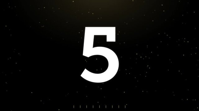 Sport Event Arena Scoreboard Countdown Ten Seconds Fullscreen Numeric Gold Particles LED Tick Row 4K Black Background Counter Animation