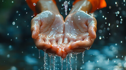 Fototapeta premium Songkran Festival, Thai New Year celebration with joyful water splashing