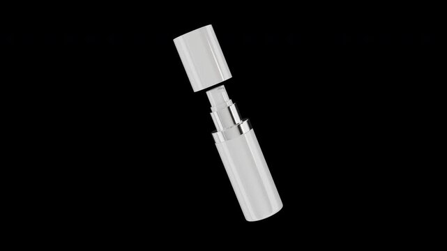 Serum pump bottle mockup, 360&deg; rotating shot of luxury beauty product packaging, no background, transparent alpha channel, 4K skincare packaging render