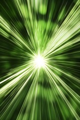 Fototapeta premium Abstract green light streaks radiating from a bright central burst