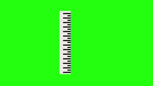 Illustration of a height measuring device with a symbol of a person being measured. Concept of a measuring device with a green screen background.