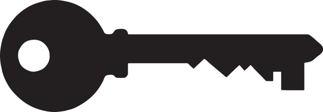 Silhouette of a key black silhouette security information solution isolated illustration minimalist background discovery opportunity authority