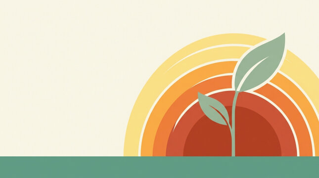 Drought Eradication Day Embracing sustainable growth and new beginnings, a vibrant sapling thrives under a warm, stylized sun, symbolizing hope and environmental renewal