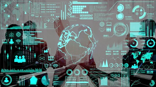 Data center monitoring dashboard visualize network performance, connection status, usage rate, and telecommunication insight. Data center monitoring efficiency improvement network transparency. Thunk