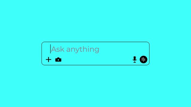minimal ai chatbot input field animation with ask anything text and ui controls 4k.