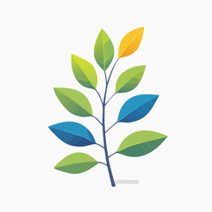 Fototapeta premium Stylized Plant Branch with Colorful Leaves