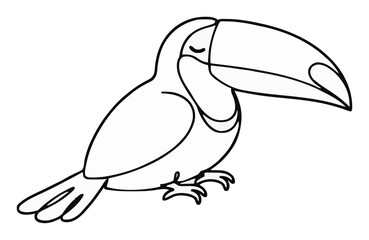 Fototapeta premium Sleeping toco toucan bird line art. Generative AI