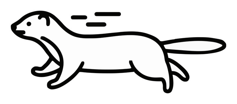 Domestic ferret running dynamic vector illustration. Generative AI