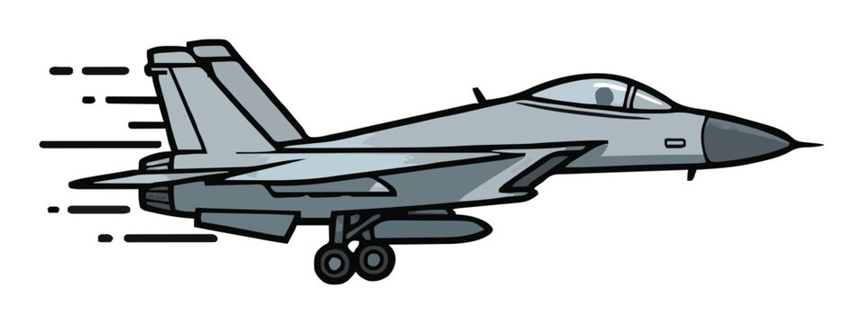 Military fighter jet speeding side view vector illus.... Generative AI