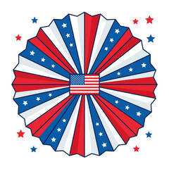 Fototapeta premium Circular patriotic fan decoration with American flag at center