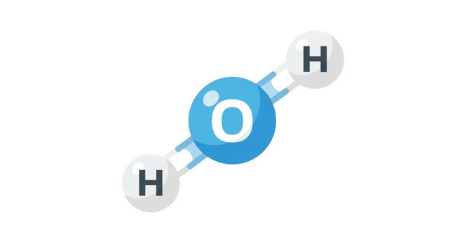 Water Molecule H2O Chemical Structure Illustration.