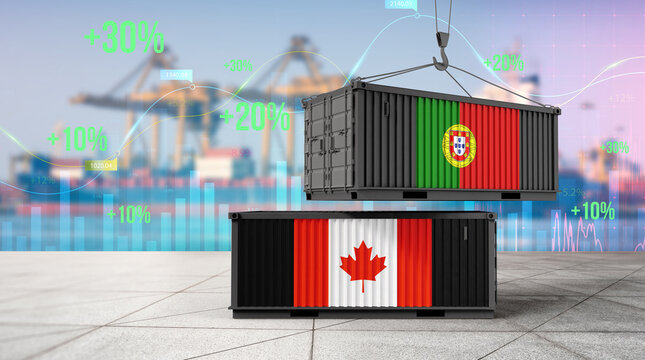 Global Trade Dynamics: Illustrating the global flow of goods and international trade between Canada and Portugal, this image encapsulates economic collaboration and import-export activities. 