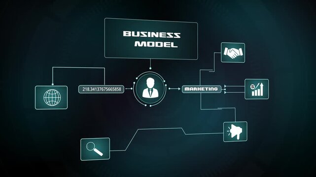 Business model and digital marketing strategy, Global connectivity with technical data interface, Professional corporate communication, Futuristic information technology and financial growth analytics