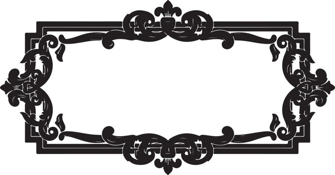 Ornate black frame, decorative border, elegant filigree, vector illustration