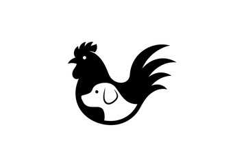 Minimalist rooster and dog logo silhouette on white background © tenor