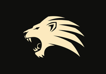 Minimalist roaring lion head logo with sharp mane profile © tenor