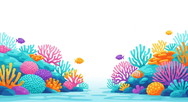 Vibrant underwater coral reef teeming with colorful marine life.