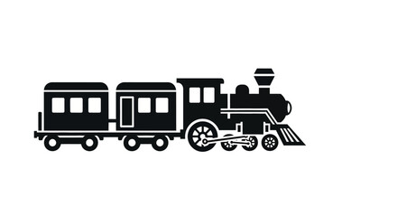 Vintage steam tr.ain locomotive with passenger wagons icon isolated on white background. © jack
