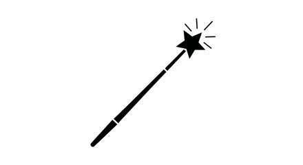 Black magic wand with a sparkling star on a white background © jack