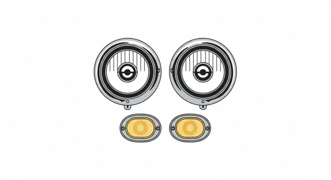 Vintage Car Headlights and Turn Signals Set.
