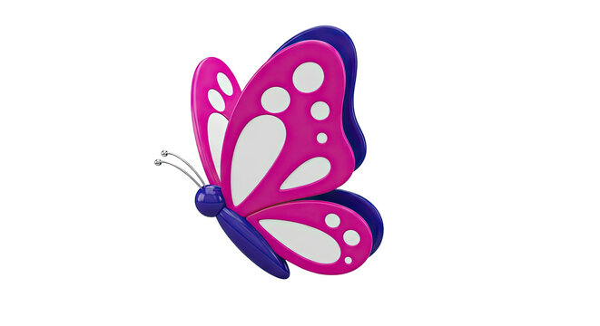 3D Rendered Pink and Blue Butterfly with White Spots