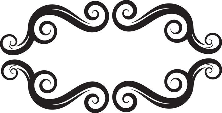 Ornate black swirl border, elegant scroll frame, decorative curl design, vector flourish elements